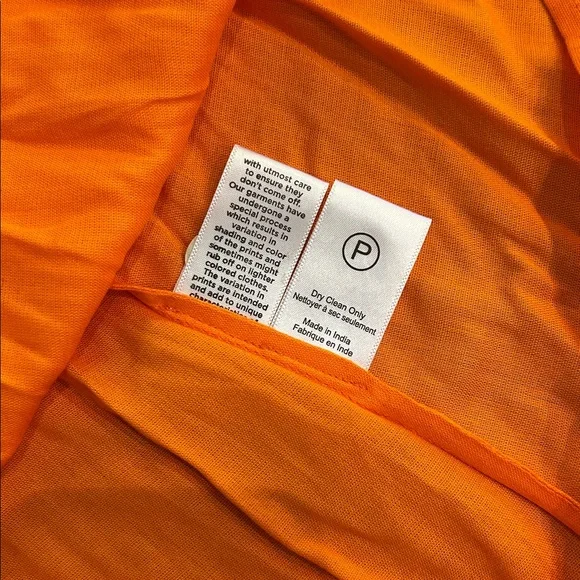 NWT Hemant & Nandita Women’s Bright Orange Dress with Floral Accents Size Medium - Picture 9 of 10